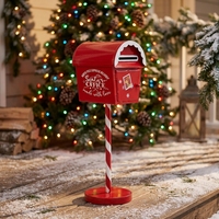 Boîte aux lettres classique de Noël en métal rouge fini, style vintage, pour la maison, décoration saisonnière