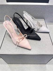 High Quality Women's Slingback High Heels, Pointed Toe Patent <b>Leather</b> Bow <b>Pumps</b> with <b>Soft</b> Insole - Product Image 6