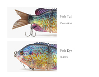 Leurre de pêche rigide réaliste multi-articulé type Tilapia, avec queue en plumes, leurre coulant lentement, hameçons triples