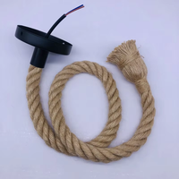 Douille de lampe suspendue vintage Ruyi Industrial minimaliste E27 à tête unique avec câble en corde de chanvre pour éclairage DIY domestique