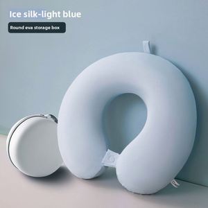 Ice Silk U-shaped <b>Memory</b> <b>Foam</b> Cooling Neck Pillow for Cervical Support Travel Car & Airplane Use Lightweight <0.5kg Portable - Product Image 3