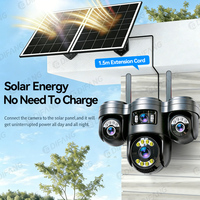 Caméras solaires sans fil 20MP 6 moteurs 3 PTZ Quatre écrans 4G SIM Extérieur 5G WiFi Caméra solaire WiFi O-kam Suivi 360° CCTV