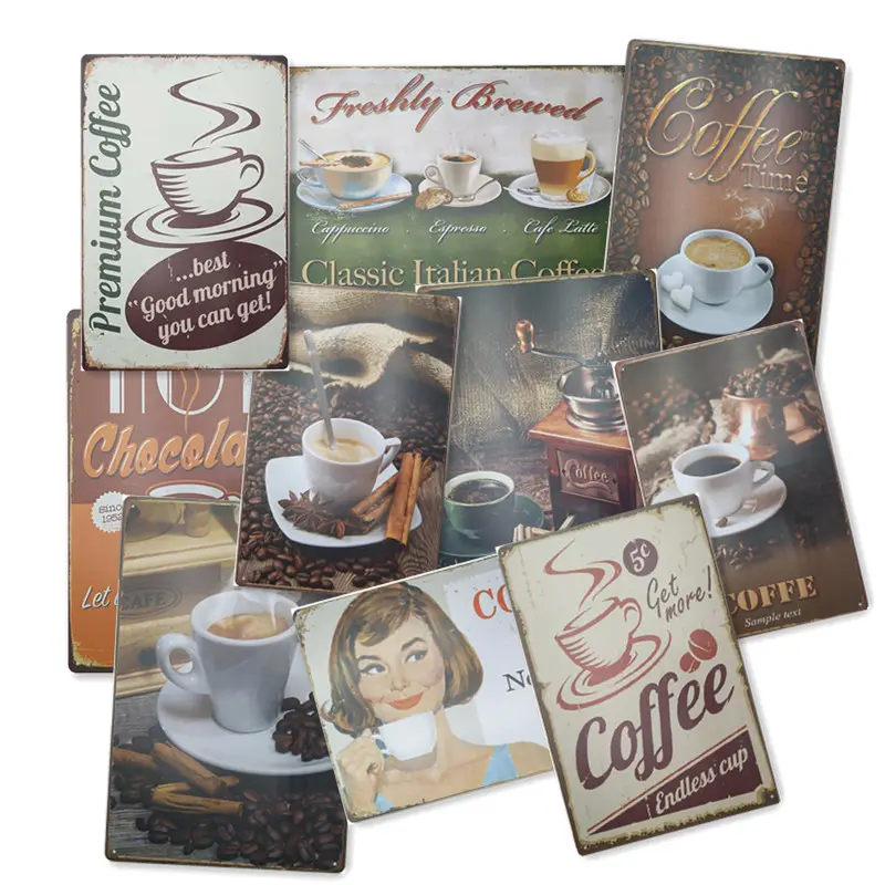 Fresh Coffee Here Custom Decor wall bar Crafts old printing retro plate lounge Vintage metal Poster logo tin signs for sale