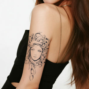 Retrato de <span class=keywords><strong>Medusa</strong></span> tatuaje temporal tatuaje semipermanente resistente al agua dura 2 semanas tatuaje de hierbas realista para el cuerpo del brazo - Product Image 4