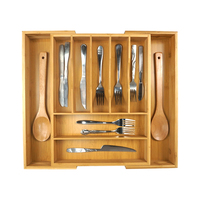 Organisateur de tiroir de cuisine extensible en bambou sur pied, écologique, pour salon, conteneur alimentaire, porte-ustensiles réglable
