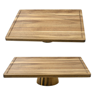 Support à gâteau en bois d'acacia avec couvercle en acrylique, plateau de service rectangulaire réutilisable et écologique, plateau à fromage, plateau à pain