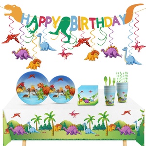 Fournitures de fête d'<span class=keywords><strong>anniversaire</strong></span> de <span class=keywords><strong>dinosaure</strong></span> comprenant bannière, assiettes, tasses, serviettes, <span class=keywords><strong>nappe</strong></span> ensemble de fournitures de vaisselle de fête de <span class=keywords><strong>dinosaure</strong></span> - Product Image 2