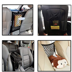 Bolsa de red elástica para almacenamiento entre asientos de coche, organizador interior de coche, divisor de coche, barrera para mascotas, bolsa de red universal elástica de 3 capas - Product Image 4