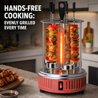 Grill électrique vertical automatique sans fumée, machine à kebab à 5 brochettes, four à barbecue pour restaurant et maison