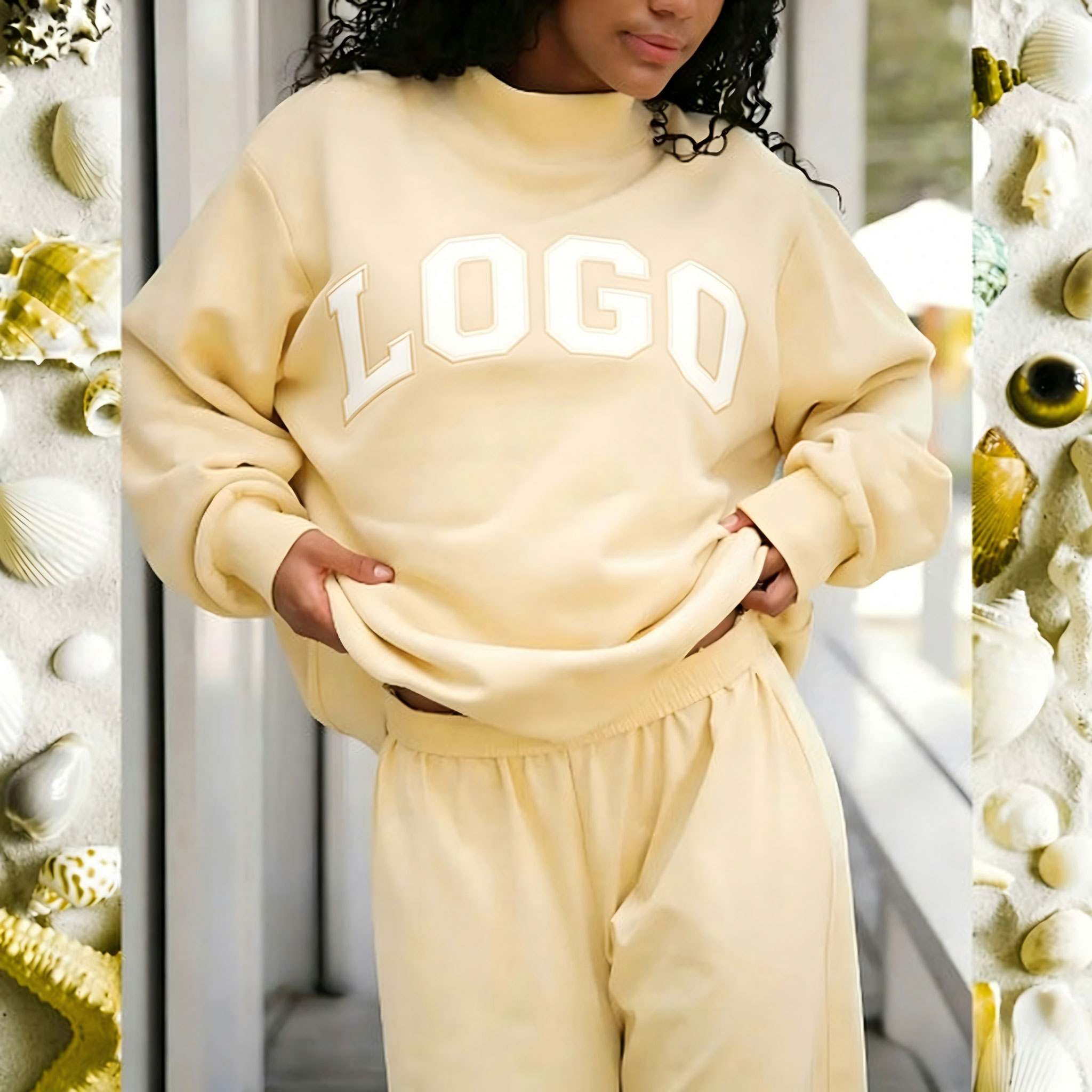 Khaki with white text