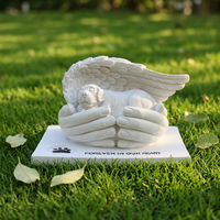 Statue commémorative pour chien en résine entièrement personnalisée avec ailes d'ange, pierre tombale personnalisée pour animaux de compagnie, marqueur de sépulture de jardin, souvenir de sympathie, vente en gros
