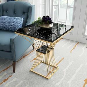 Meubles modernes carrés Table basse Table d'appoint en marbre Collection de cadres en métal pour la maison - Product Image 1