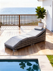 Chaise longue pliable en rotin peu encombrante <span class=keywords><strong>avec</strong></span> <span class=keywords><strong>rangement</strong></span> et meubles <span class=keywords><strong>de</strong></span> patio <span class=keywords><strong>de</strong></span> taille personnalisée pour le jardin, la piscine, le balcon et les bains <span class=keywords><strong>de</strong></span> <span class=keywords><strong>soleil</strong></span> - Product Image 2