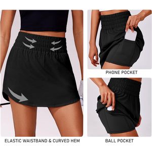 FOXA Golf <b>Skirt</b> For Women High <b>Elastic</b> Waist Athletic Skort 2 Pockets Curved Hem Tennis Workout Wear - Product Image 4