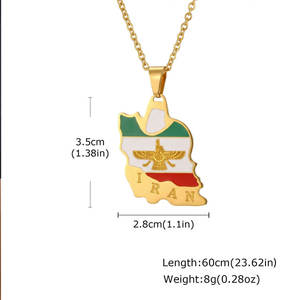 Colliers tendance anti-ternissement en argent et or PVD, bijoux fins en acier inoxydable 316L, collier carte de l'Iran pour femmes - Product Image 6