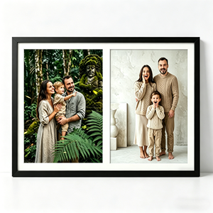 Cadre photo en bois noir S&L 12x19 avec passe-partout blanc, affiche <span class=keywords><strong>deux</strong></span> <span class=keywords><strong>photos</strong></span> 8x10, décoration murale en verre véritable avec accroche à dents de scie - Product Image 1