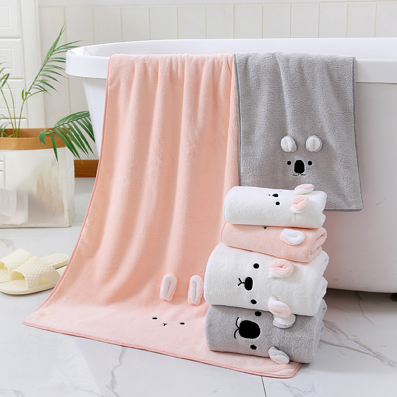 Microfiber Quick-Dry Bath Towel Set – Soft Absorbent Baby-Grade Knitted Roll Pattern Towels for Home Use