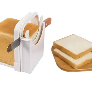 Affettatrice per pane strumento di cottura Toast pagnotta Cutter Rack guida per il taglio strumento per affettare pieghevole 4 modalità di regolazione affettatrice per pane