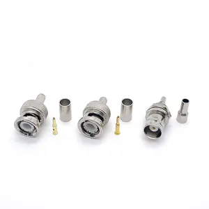 Factory Selling All Copper Bnc Female Connector Riveted Assembly Bnc Plug 75 Ohm Bnc Connector