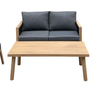 Yoho diseño moderno al aire libre muebles de aluminio madera teca jardín Metal sofá conjunto sala de estar Hotel dormitorio patio apartamento