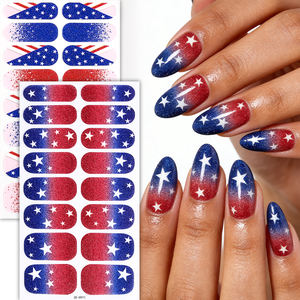 สติ๊กเกอร์ติดเล็บลายธงชาติอเมริกัน วันประกาศอิสรภาพสหรัฐอเมริกา ปลอดสารพิษ ฟิล์มเคลือบเล็บ แผ่นติดเล็บ ลายเพ้นท์เล็บ - Product Image 6