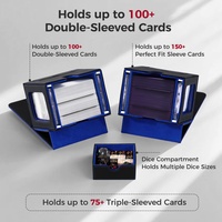 Caja para Cartas Commander TCG, Juegos de Mesa, Capacidad para 100 Cartas con Doble Funda, 35PT, Bandeja para Dados, Duradera, Ecológica, Reciclable, PU