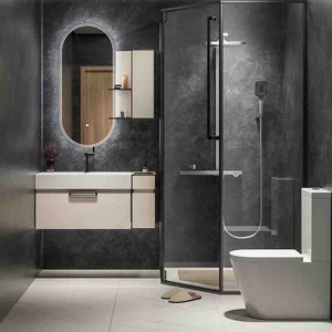 Bathroom Cabinet Waterproof with Smart Mirror Cabinet Floating Double Bathroom Vanity <b>Light</b> Cabinet Set with Counter Top - Product Image 3