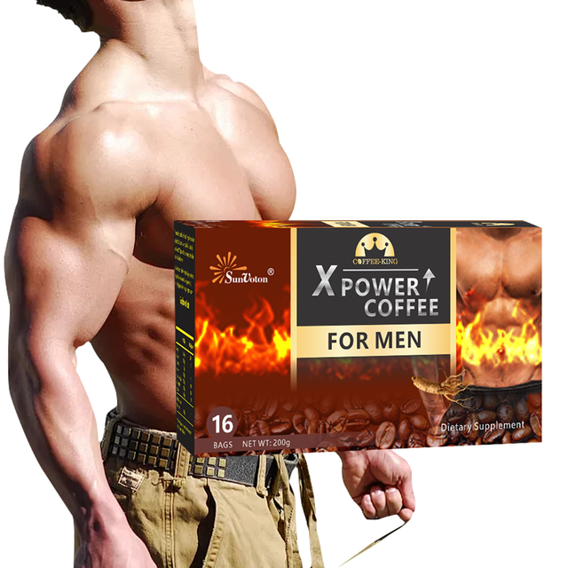 X-Power Organic Maca Black Energy Instant Coffee, Male Bitter and Neutral Flavor Powder, Customized Male Energy Coffee