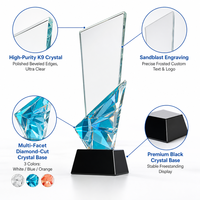 Trophée en cristal pour réunion annuelle, personnalisation pour cérémonie de remise des prix, employés exceptionnels, trophée haut de gamme créatif de style nouveau