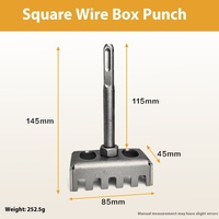 Foret de poinçonnage rapide pour marteau électrique, pour trous carrés et fentes de boîtes de câbles, finition argentée, queue de 20 mm, garantie 3 ans
