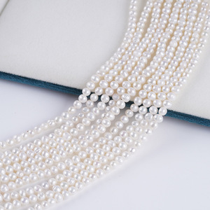 Collar de Perlas Naturales de Agua Dulce de Zhuji, Blancas, de 4-5 mm, Casi Redondas, Semiterminadas, para Joyería DIY con Perlas Sueltas - Product Image 4