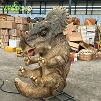Triceratops bébé Animatronic dinosaure modèle Silicone bébé Triceratops juvénile Dino parc décoration pour affichage de musée