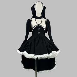 Dark Theme Sweet Cool Embroidered Cross Halloween Nun Costume Cosplay Performance Outfit Subculture Spring 2025 Polyester - Product Image 1