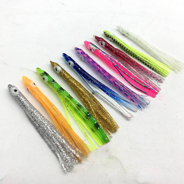 New Needle Lure 70mm 10pcs/bag Luminous Octopus Squid Skirts Soft Fishing Saltwater Soft Jigging Bait