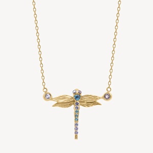 <span class=keywords><strong>Dragonfly</strong></span> kalung emas kuning personalisasi kalung pesona untuk membuat perhiasan perak kalung 925 Non noda berlapis liontin - Product Image 1