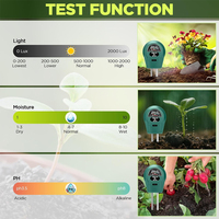 Kit de test de sol 3 en 1 avec matériau ABS, design moderne - Testeur de pH et d'humidité pour plantes d'intérieur/extérieur, jardinage et agriculture
