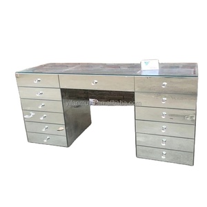 Offre Spéciale 13 tiroirs miroir vanité Table cristal bouton Accents en bois verre dessus maquillage vanité maquillage Station vanité Table - Product Image 2