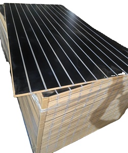 Linyi 15mm 18mm slatwall tường đá phiến <span class=keywords><strong>Panel</strong></span> <span class=keywords><strong>MDF</strong></span> hiển thị Kệ rãnh rãnh rãnh melamine <span class=keywords><strong>MDF</strong></span> với nhôm Dải móc - Product Image 1