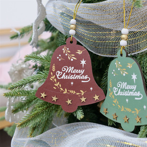 Adorno Navideño Colgante de Madera con Forma de Campana, Artesanía <span class=keywords><strong>Original</strong></span> de Fábrica Nicro, Decoración para el Hogar, Suministros para Fiestas - Product Image 3
