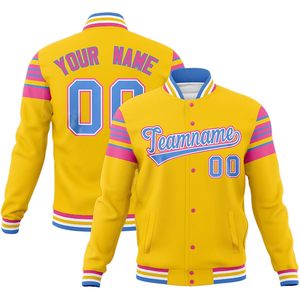 Blouson universitaire personnalisé style Letterman unisexe pour adulte, entièrement boutonné, style preppy, respirant, col rabattable, idéal pour l'automne - Product Image 1