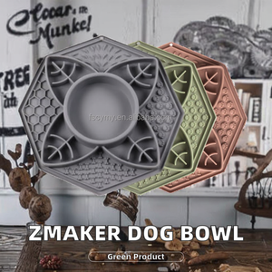 Octagonal Silicone Dog <b>Slow</b> <b>Feeder</b> Bowl, Lick Mat with Suction Base for Anxiety Relief Training - Product Image 3