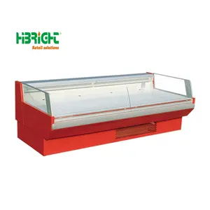 customized stainless steel glass door display food fresh meat supermarket island freezer for convenience
