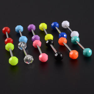 2024 nouveau 8 pièces/lot doux acrylique haltère langue Piercing langue anneaux clignotant poudre plastique mamelon anneau oreille Piercing bijoux - Product Image 4