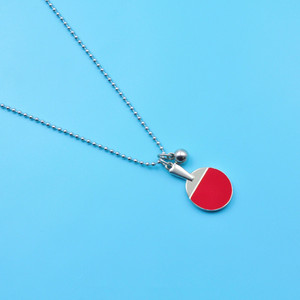 Recuerdo de Fiesta, Elegante Collar con Colgante de Pelota de Tenis de Mesa Roja, Romántico y Moderno, Collar con Colgante de Raqueta de Ping-pong - Product Image 2