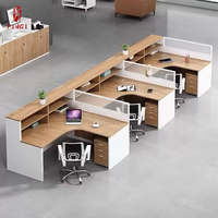Vente en gros d'usine, bureau et chaise combinés en bois moderne haut de gamme pour 4/6 employés, mobilier de bureau