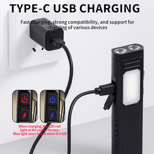 ไฟฉายอลูมิเนียมอัลลอยด์กันน้ำแบบชาร์จ USB ได้ 500 ลูเมน 2 XPG+COB แม่เหล็ก EDC สำหรับตั้งแคมป์ ไฟฉายแบนพร้อมไฟ COB ด้านข้าง - Product Image 5