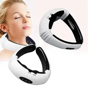 Massageador de pescoço elétrico de 3 modos automáticos, massageador para coluna cervical, impulso de alívio de dor magnético, terapia com aquecimento