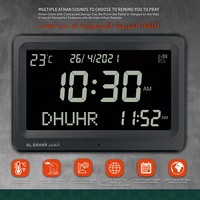 Horloge numérique islamique de prière Azan pour mosquée, avec alarme, son multi-Athan, date, semaine et température – Idéale pour les voyages