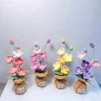 Bonsai Plum Buatan Tangan dengan Pot Bunga Artifisial untuk Dekorasi Meja Rumah, Hadiah Hari Valentine