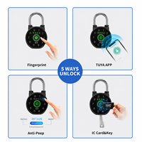 Cadenas intelligent en alliage d'aluminium avec empreinte digitale, carte-clé, Bluetooth et application, adapté aux portes en bois, garages et casiers